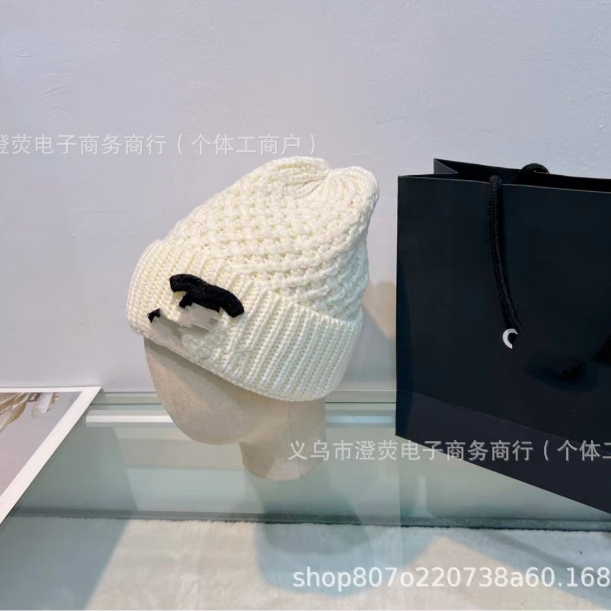 香家秋冬毛线帽子保暖防风冷帽百搭字母针织帽户外时尚高级包头帽