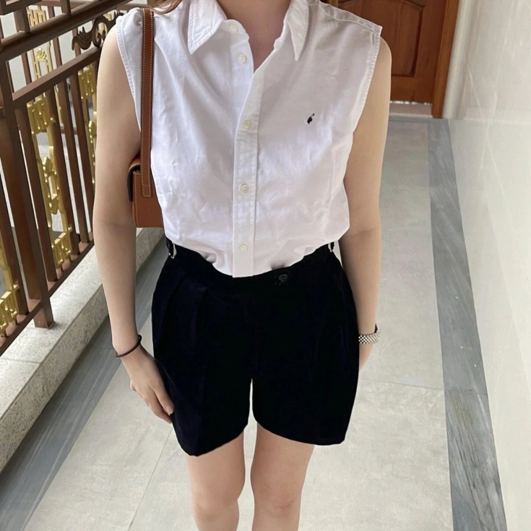 RL拉夫小马刺绣经典基础小标战马Polo无袖马甲衬衫女款