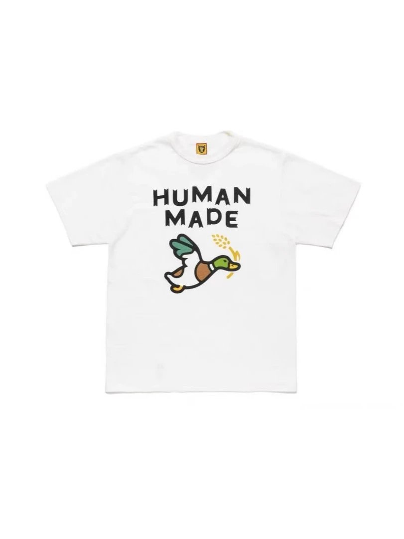 夏季潮牌human 小鸟图案短袖T恤圆领半袖tee男女款情侣款潮