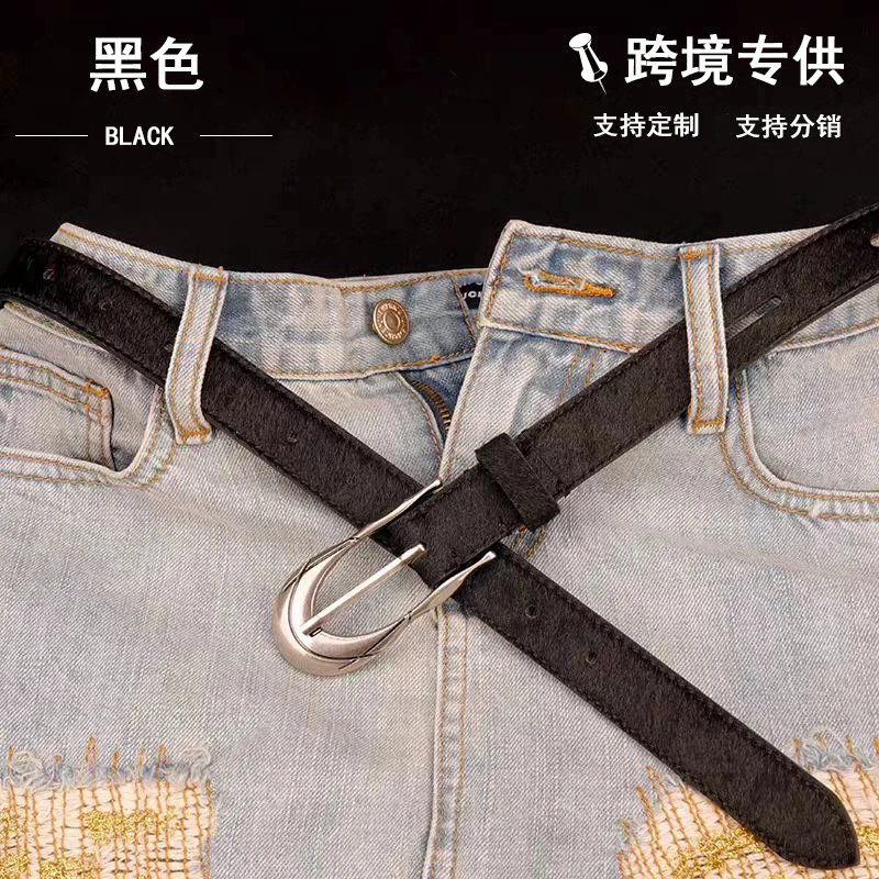 广州皮带马毛真皮腰带男头层牛皮高级感男士腰带时尚百搭装饰腰带