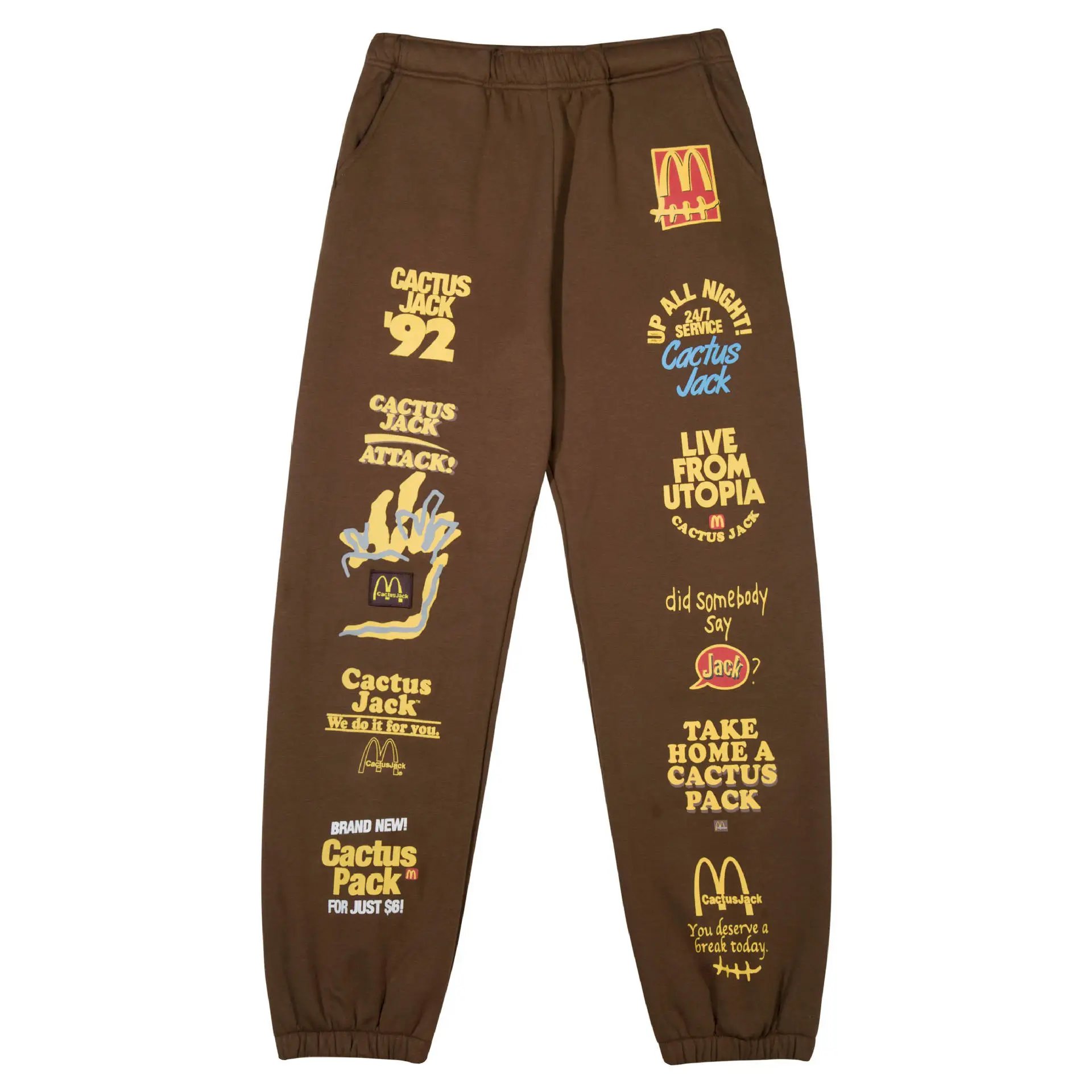 Travis Scott Cactus Jack X Mcdonald麦当劳字母束口抽绳休闲裤