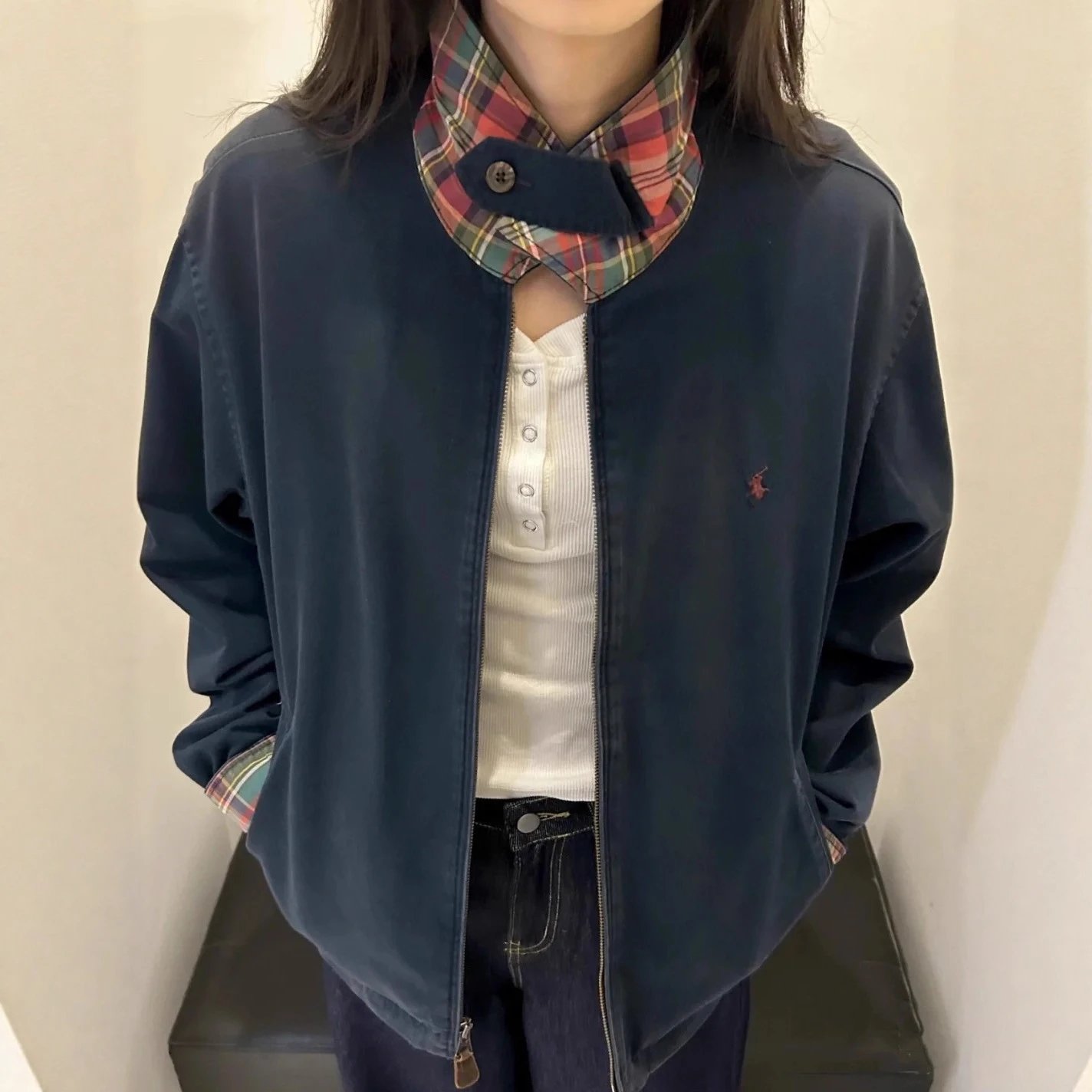 RL拉夫小马古着经典翻领老干部复古内里毛呢夹克外套