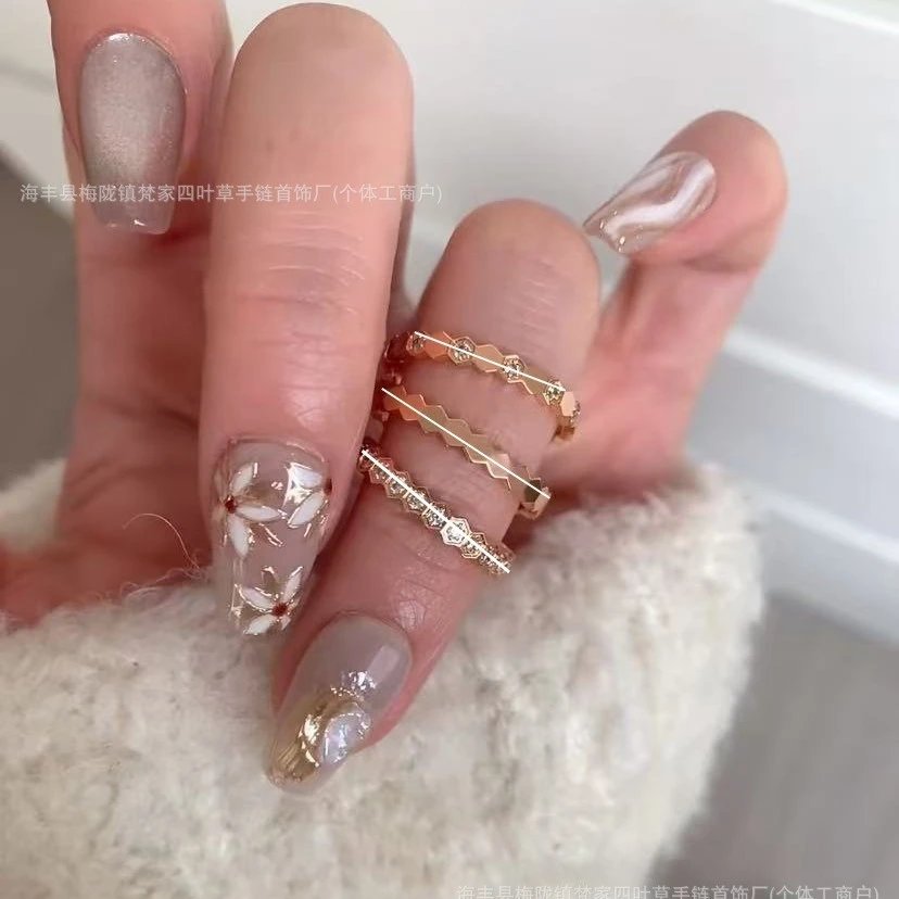 尚美CNC精工版蜂巢戒指18k玫瑰金女指环间钻蜂窝几何图形
