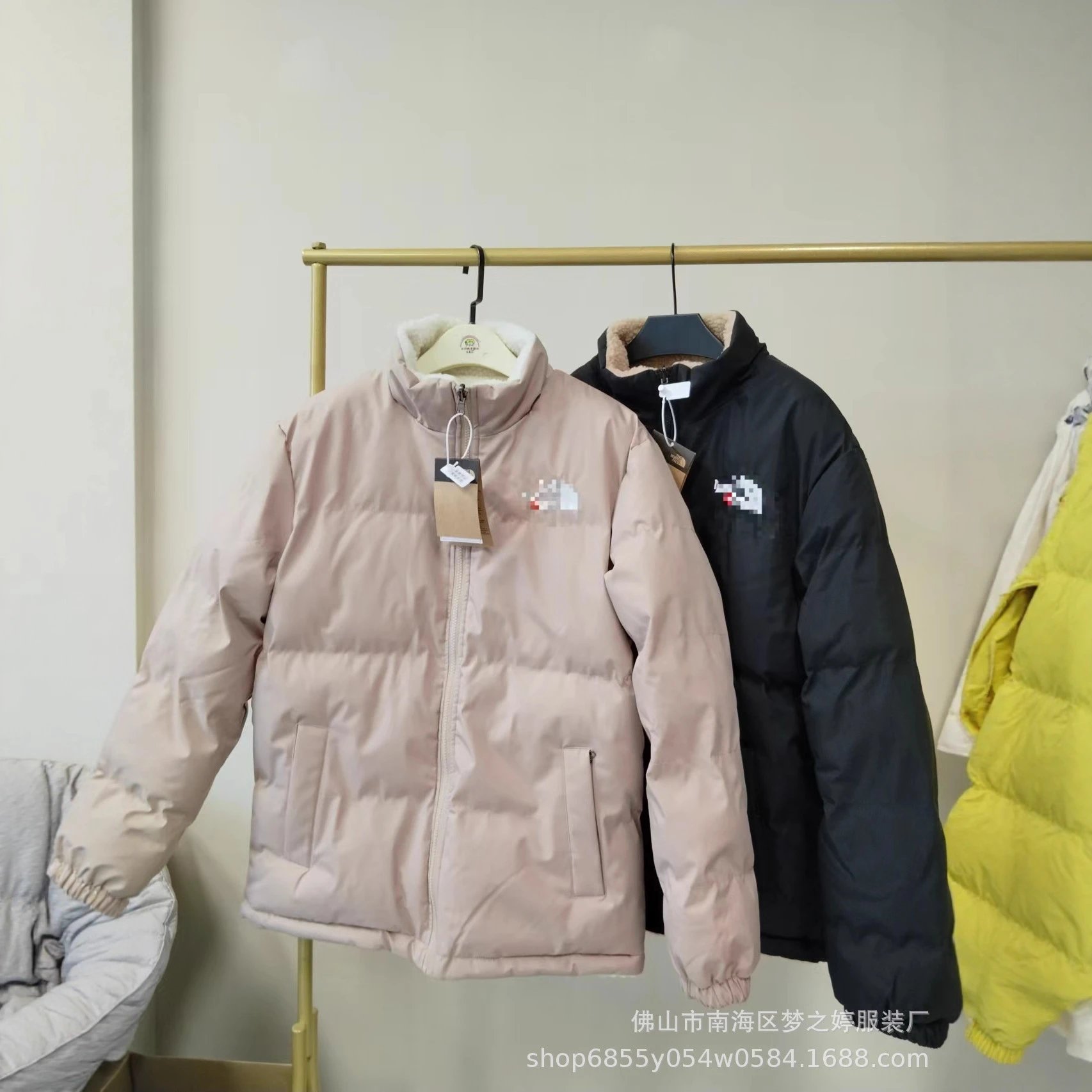美版双面穿羊羔毛1996棉服外套男女秋冬加绒加厚宽松保暖两面夹克