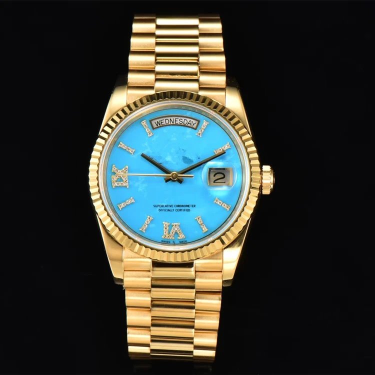 Automatic Mechanical Watch劳家牙金双历白罗全自动机械机械表