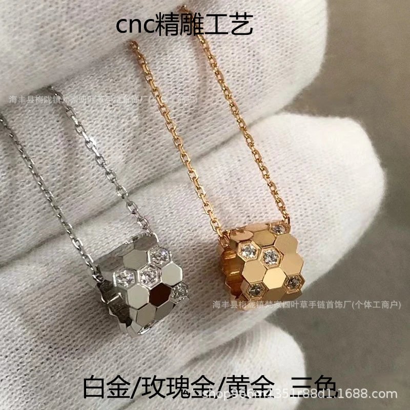 尚美蜂巢项链CNC工艺蜂窝锁骨链女镀18k玫瑰金高保色