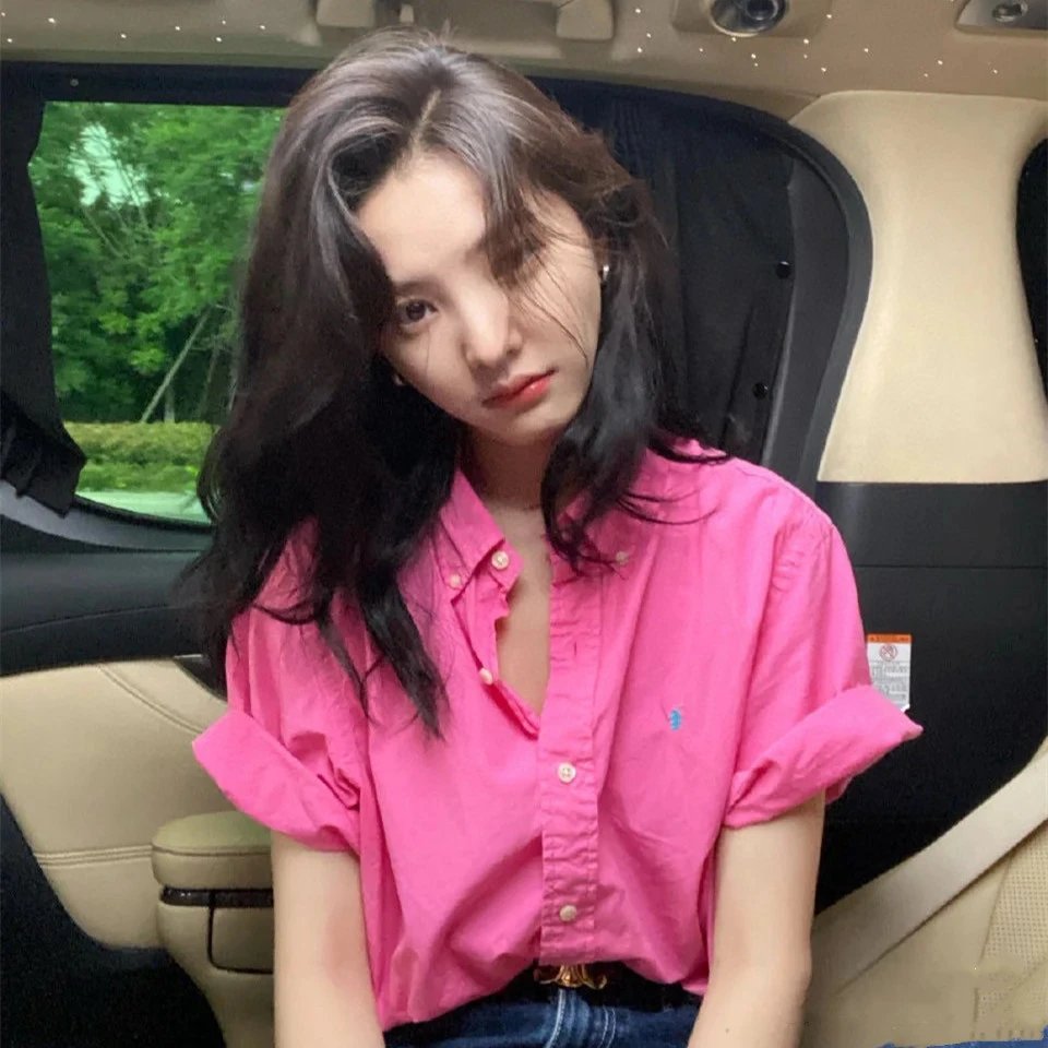 RL拉夫小马刺绣明星同款老钱风休闲短袖亚麻衬衫男女