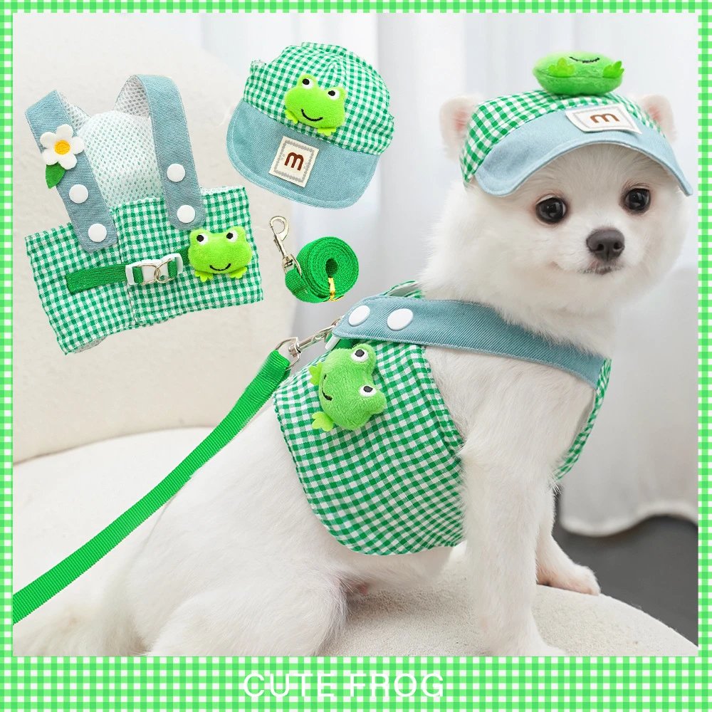 青蛙春夏季宠物胸背带牵引猫绳子套装猫咪小狗狗衣服外出狗用品