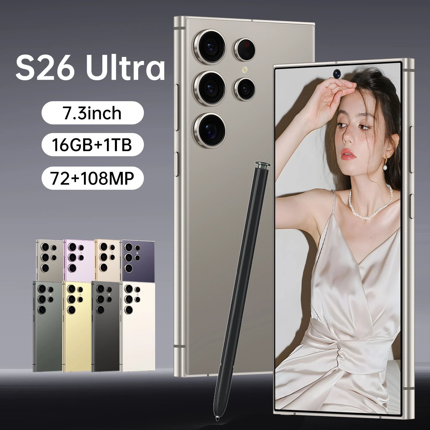 热销爆款S26 Ultra手机16+1TB 穿孔7.3寸大屏5G全网通