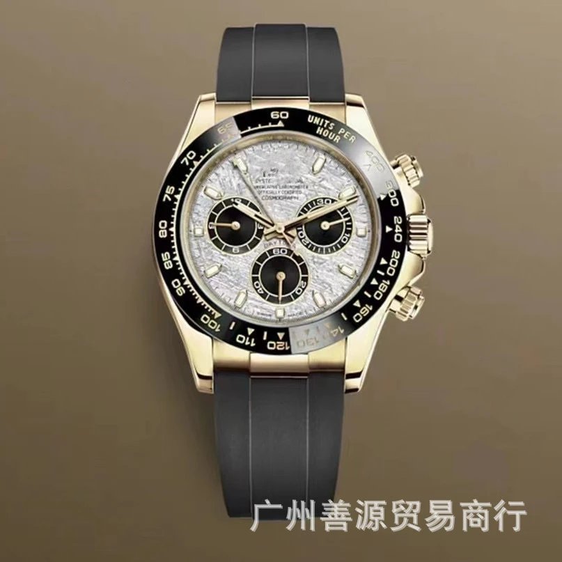 劳家拿三眼六针机械表男钢带多功能胶带手表货