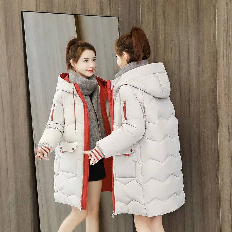 中长款羽绒棉服女冬季外套加厚棉袄修身面包服棉衣夹克潮防寒