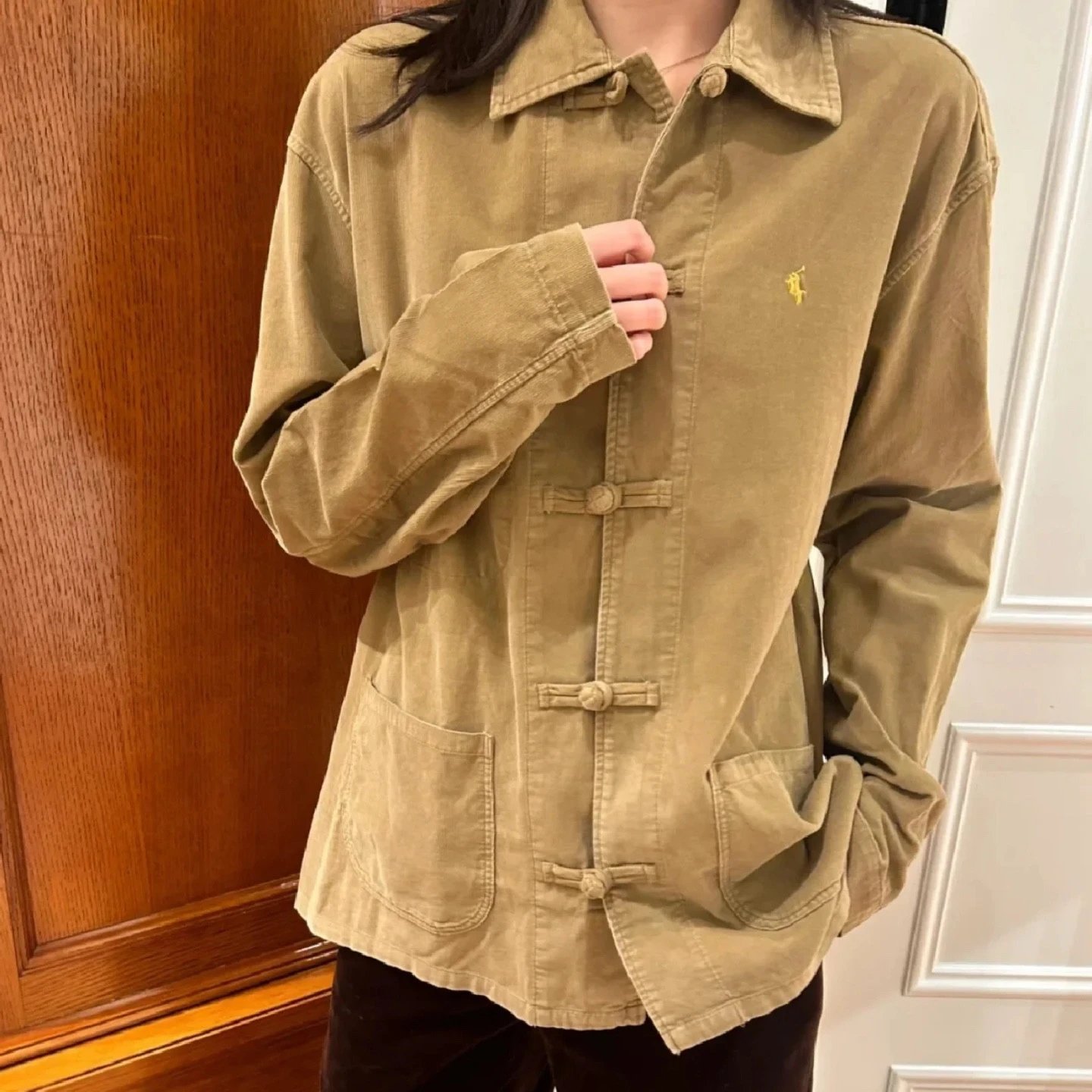本2025早春新款RL拉夫小马新中式盘扣灯芯绒衬衣外套男女