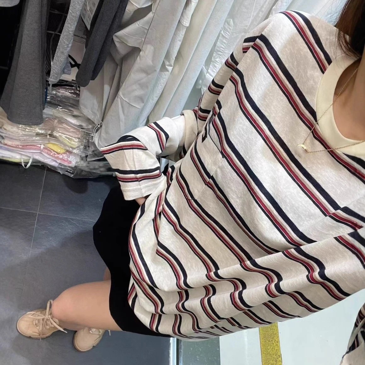 2025早秋新款MIU缪家小红书款条纹长袖T恤男女