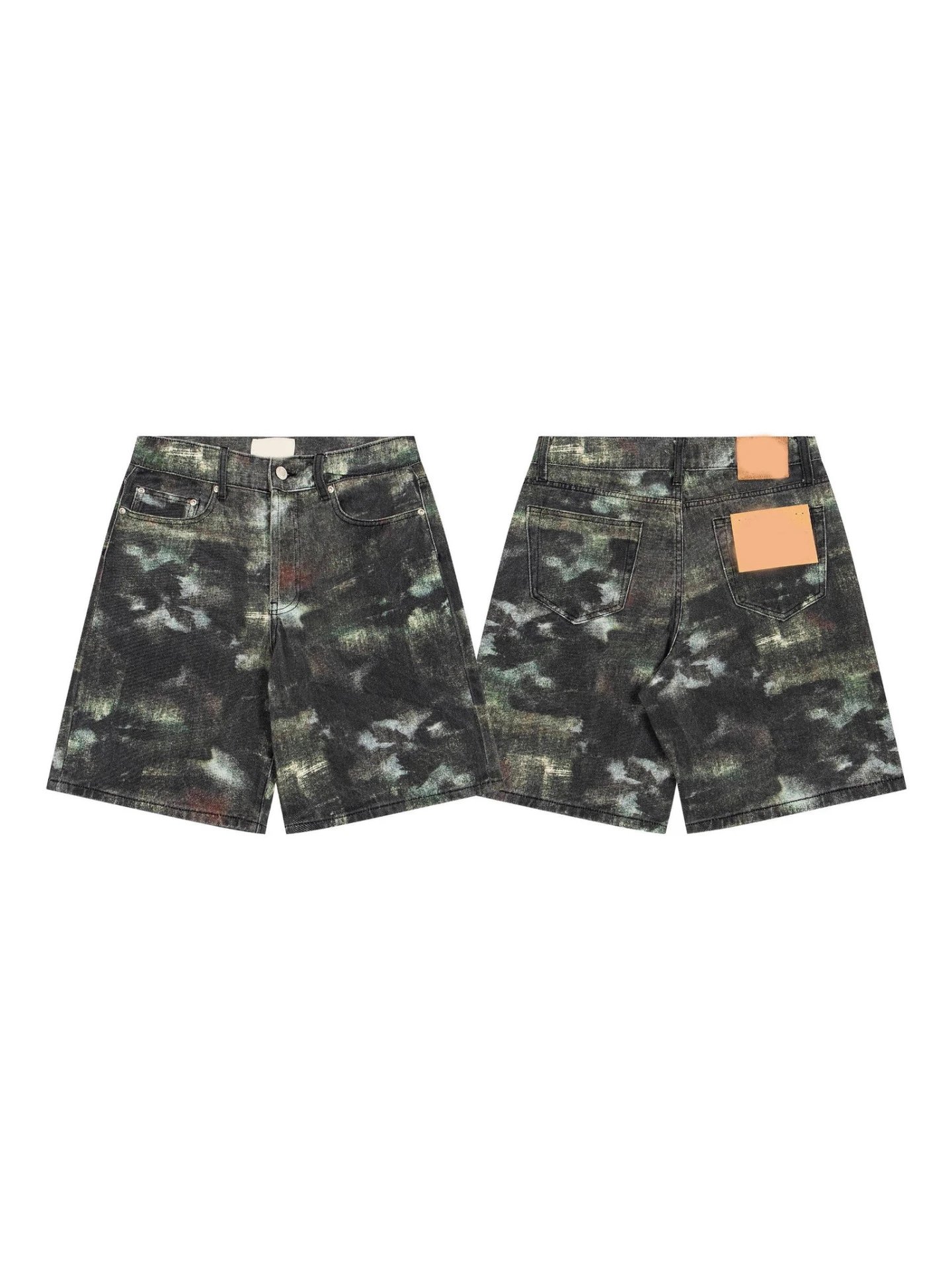 FW24 BIG OL' JEAN STENPAT CAMO多口袋宽松徽标贴片休闲牛仔短裤