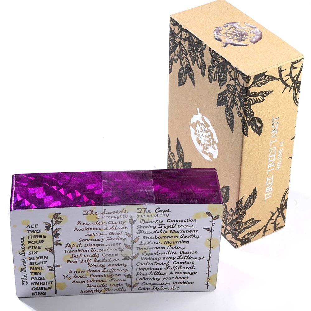 Three trees tarot 全英文烫银礼盒精装镭射烫金牌塔罗牌