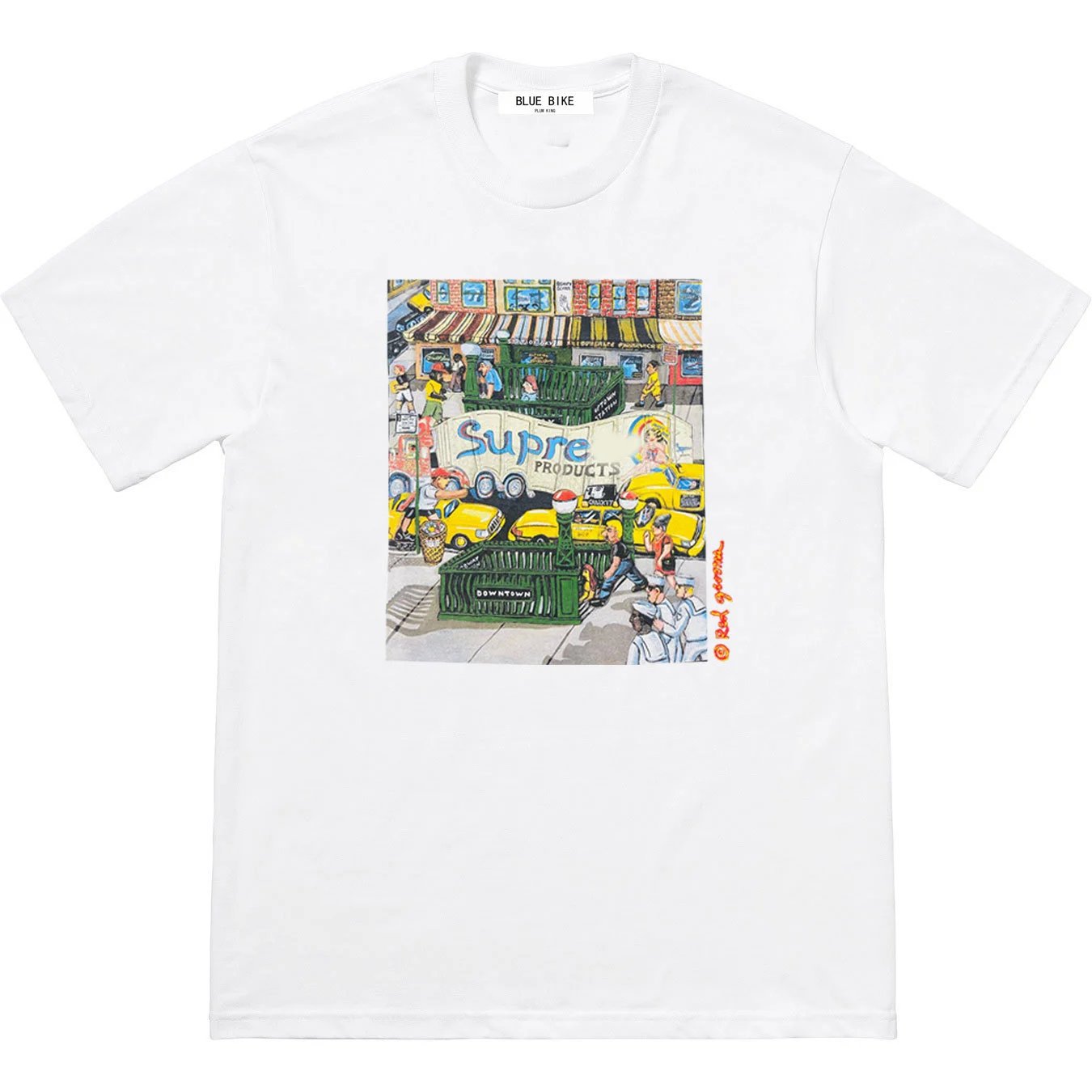 22SS Manhattan Tee 曼哈顿卡通街景背后大LOGO短袖T恤圆领男女款