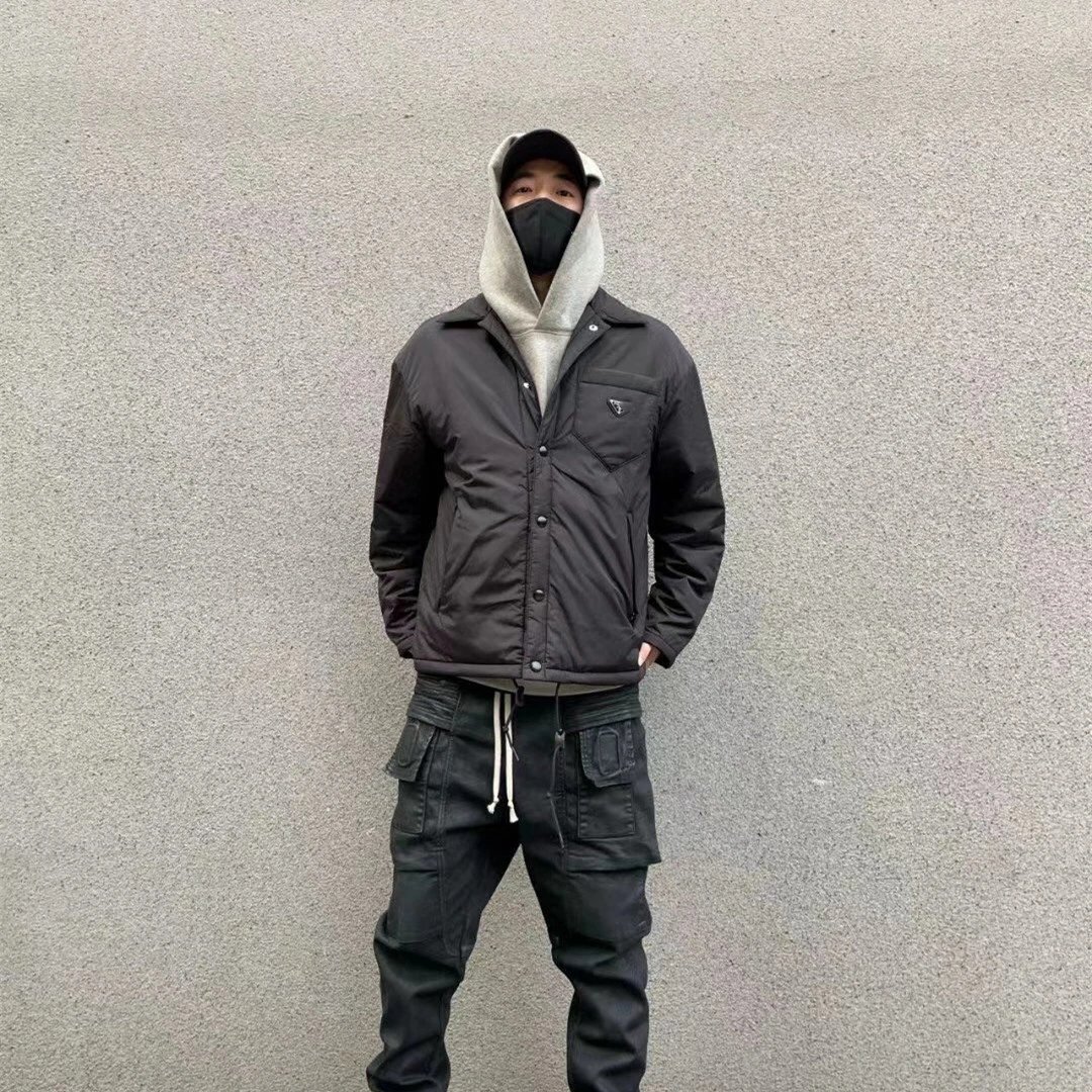 秋冬新款P家经典基础款口袋三角铁标轻薄棉服宽松夹克