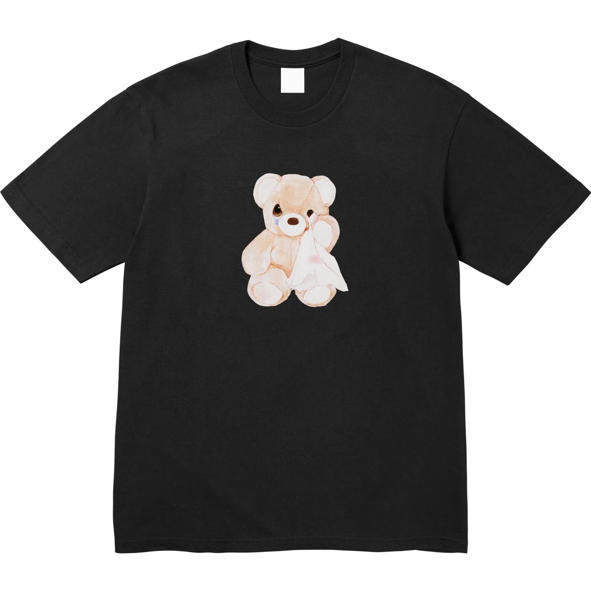 SS25  Bear Tee 玩偶哭泣小熊印花短袖纯棉T恤男女款打底衫