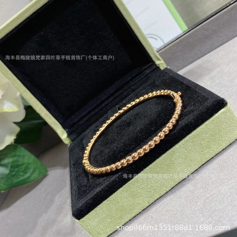 梵家cnc珠珠手镯女镀18K金滚珠工艺珠边手环精工