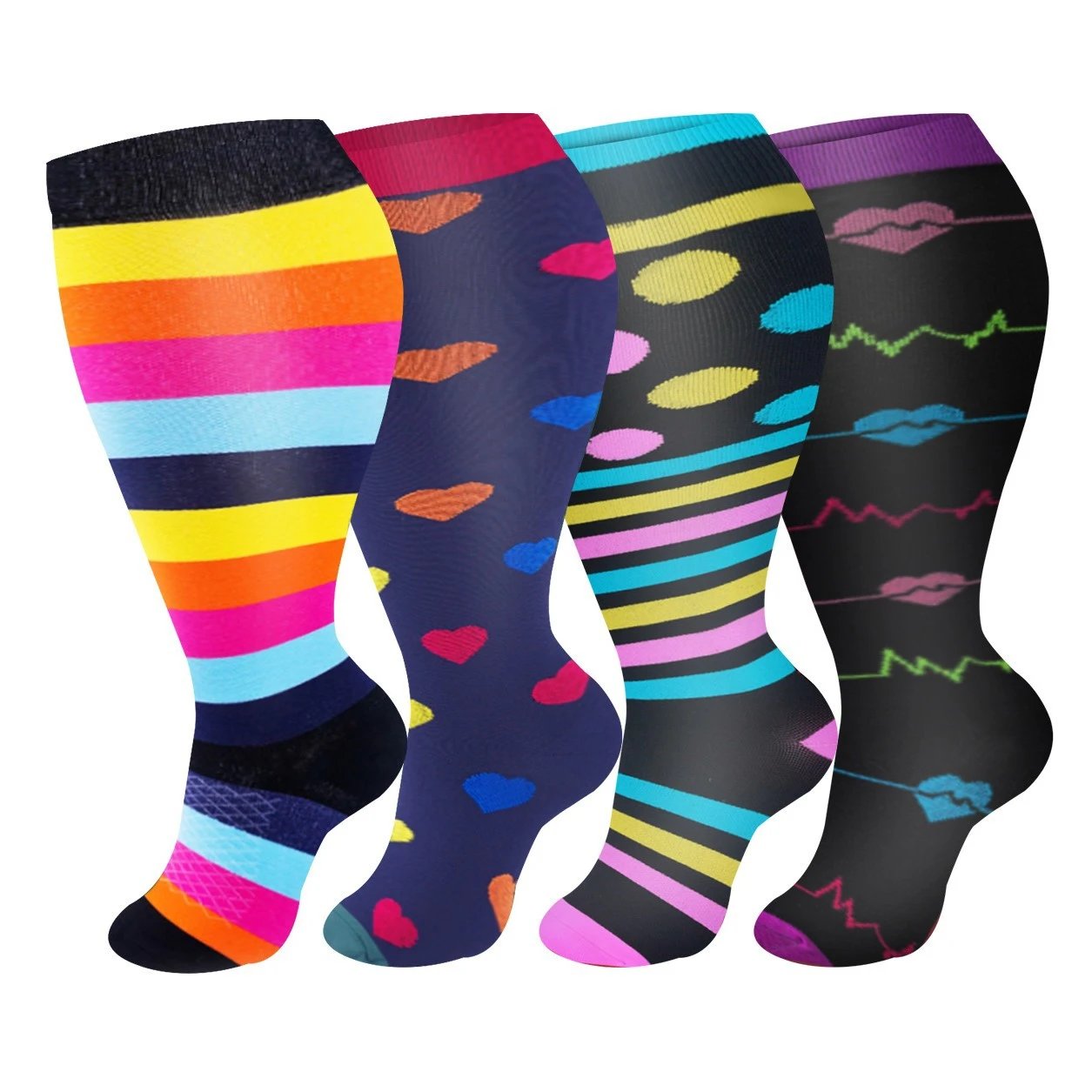跨境亚马逊爆款压力袜 Compression Sock 加肥加大压缩袜胖子小腿