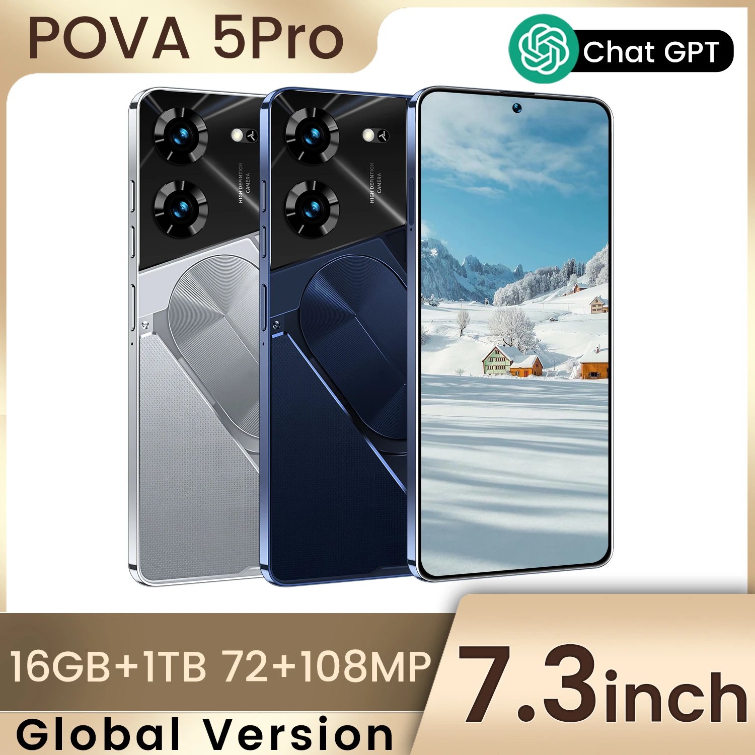 手机Pova5 Pro安卓14穿孔屏7.3寸大屏智能手机5G