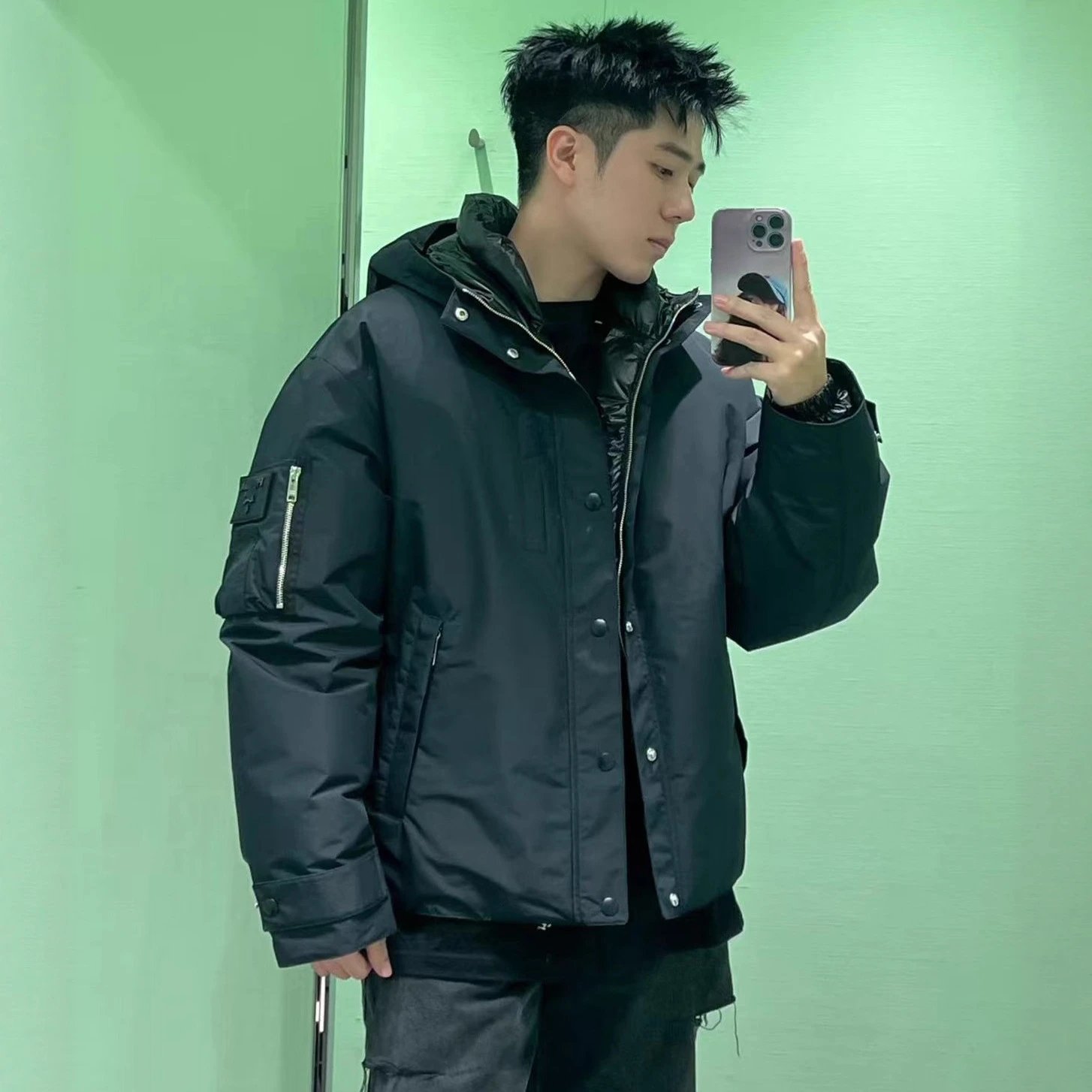 P家小红书款双面穿90白鸭绒羽绒服夹克外套男女