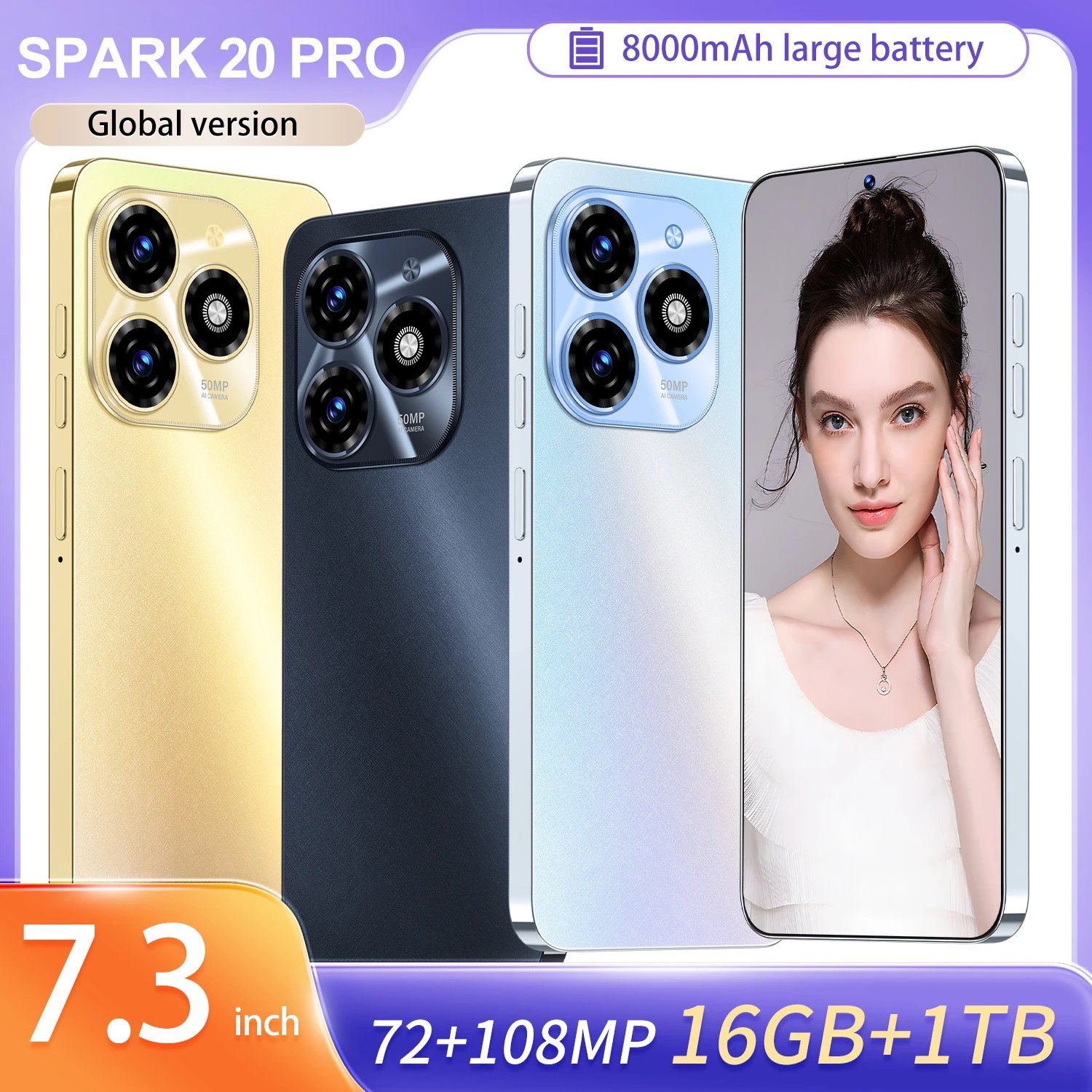 手机新款 Spark 20 Pro 16+1TB穿孔屏热销智能一体机