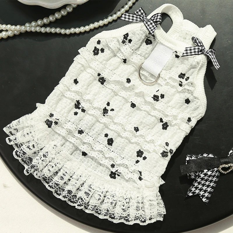原创矮脚猫春夏层层花边背心宠物狗狗衣服狗衣服猫咪衣用品宠物千