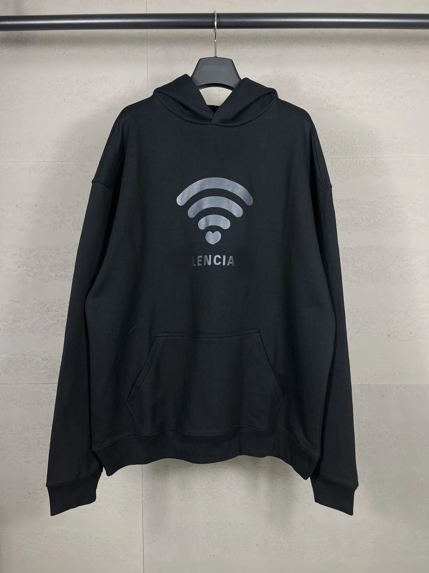 秋冬巴黎限定爱心WIFI印花套头宽松休闲男女款连帽卫衣情侣款潮