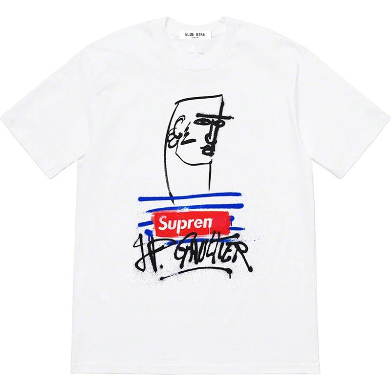21SS19 x Jean Paul Gaultier Tee White联名款涂鸦短袖T恤男女款