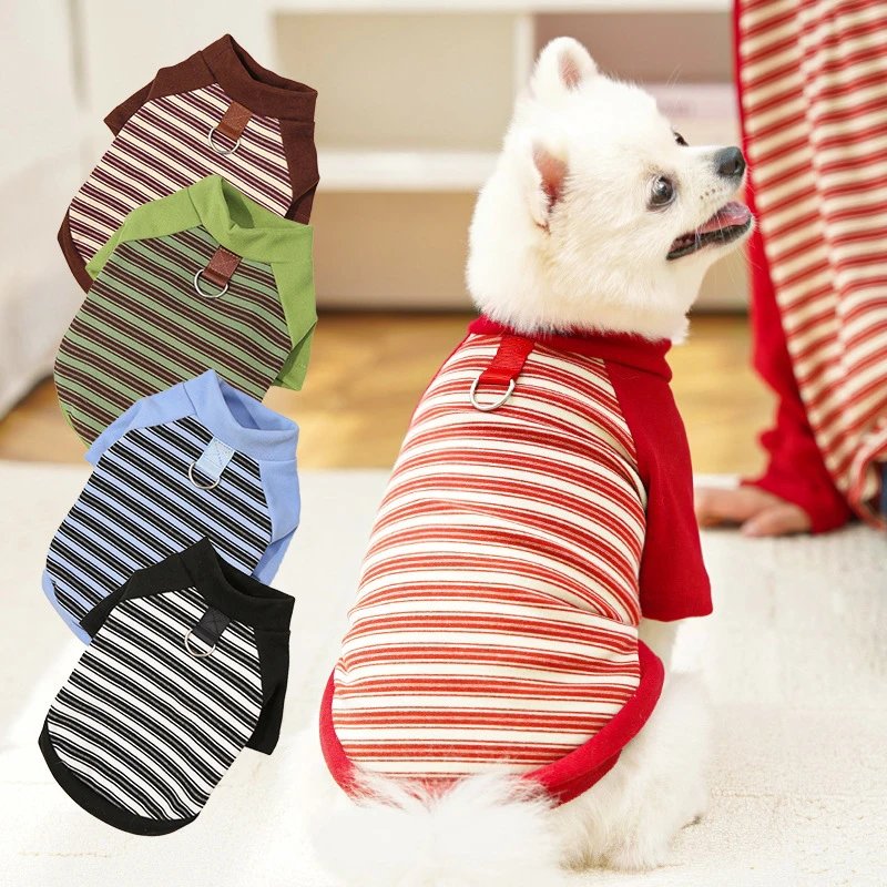 猫咪秋冬衣服饰条纹宠物小大狗狗法斗泰迪比熊百搭打底衫用品