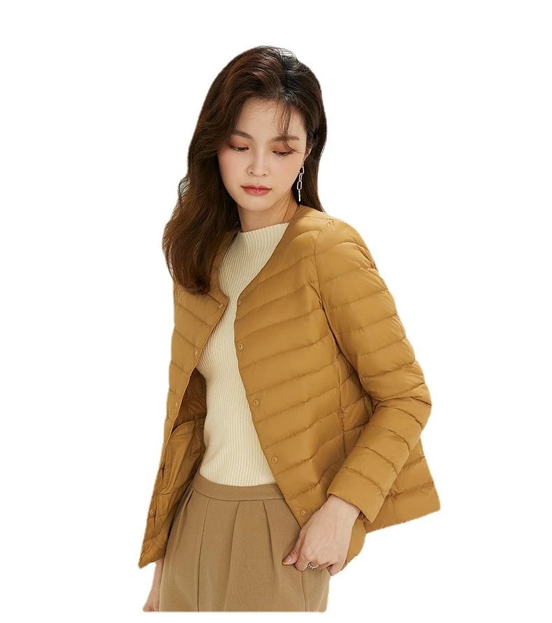 羽绒服女轻薄短款内穿轻便携式内胆2025年新款秋冬外套女V领