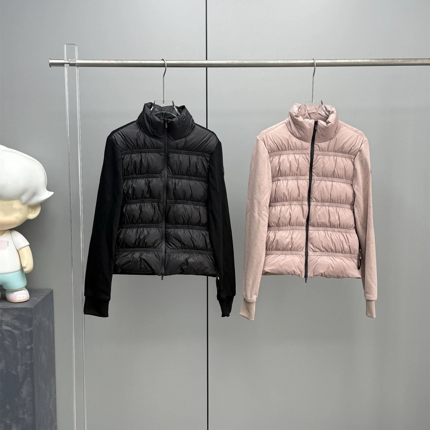 蒙家立领拼接针织羽绒90白鸭绒羽绒服外套女装