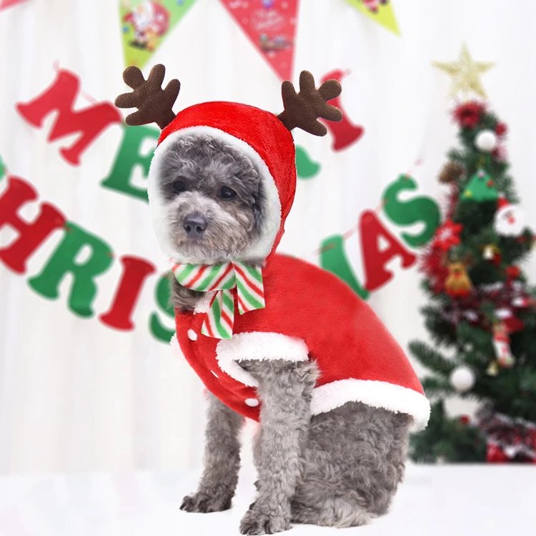秋冬宠物衣服狗狗圣诞节小中型犬猫咪法兰绒猫麋鹿狗衣服用品