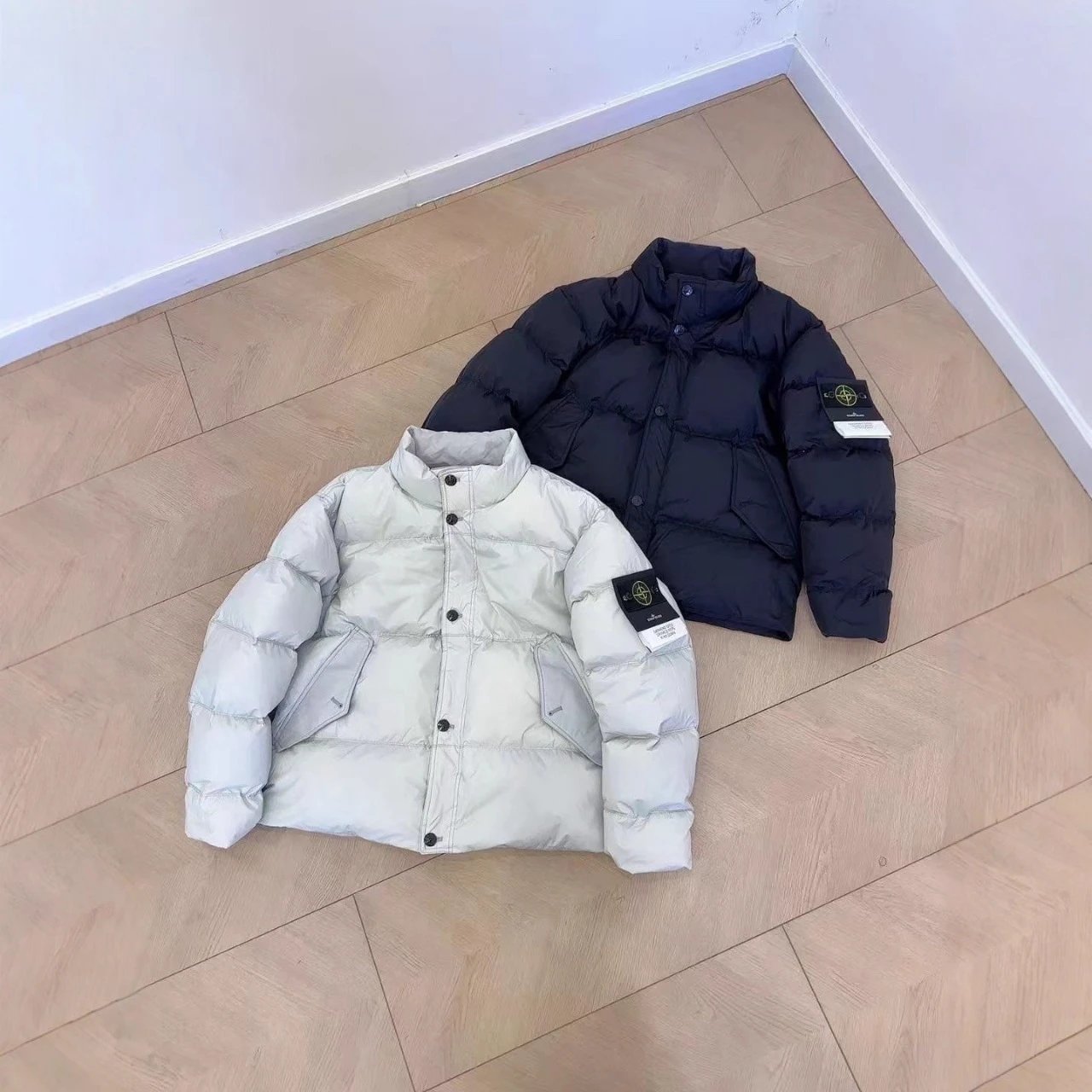 岛石头潮牌罗盘金属色尼龙加厚棉服面包服男宽松百搭保暖蓬松外套