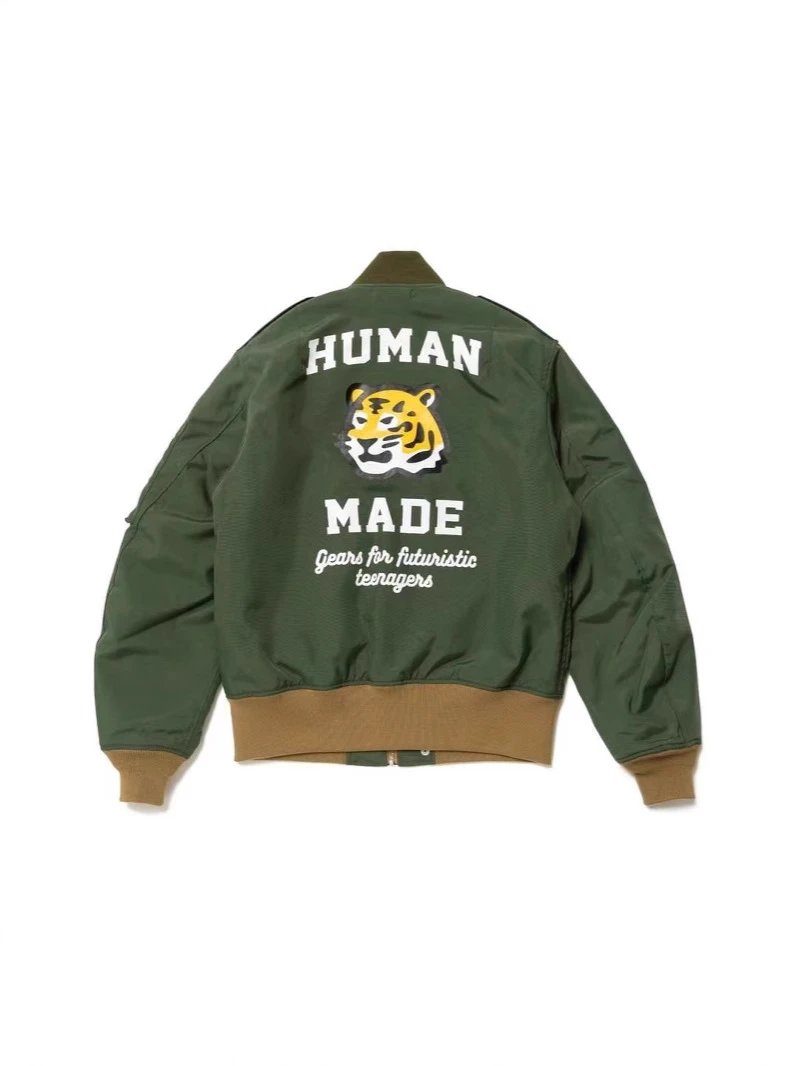 日系潮牌复古human 老虎印花图案夹克外套棒球服男女款秋冬