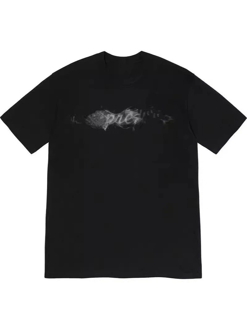 19FW Smoke Tee 开季烟雾Logo短袖纯棉圆领T恤男女半袖情侣款潮
