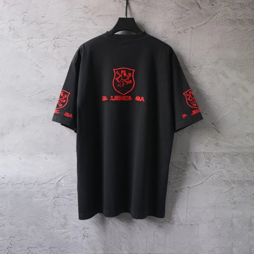 本巴黎B家联名款曼联足球刺绣LOGO短袖T恤球衣球服
