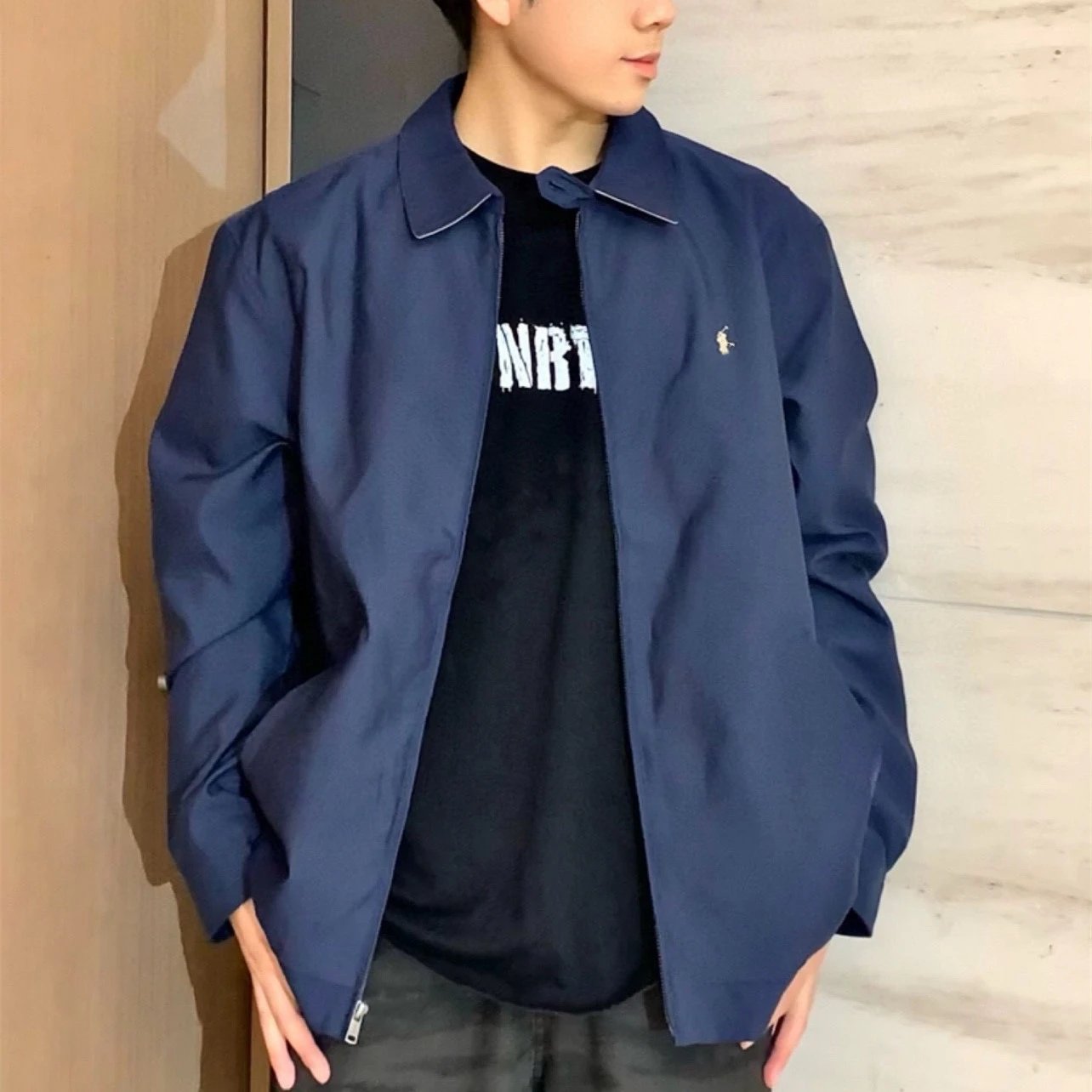 早春新款RL拉夫小马经典老干部拉链翻领长袖夹克外套男女