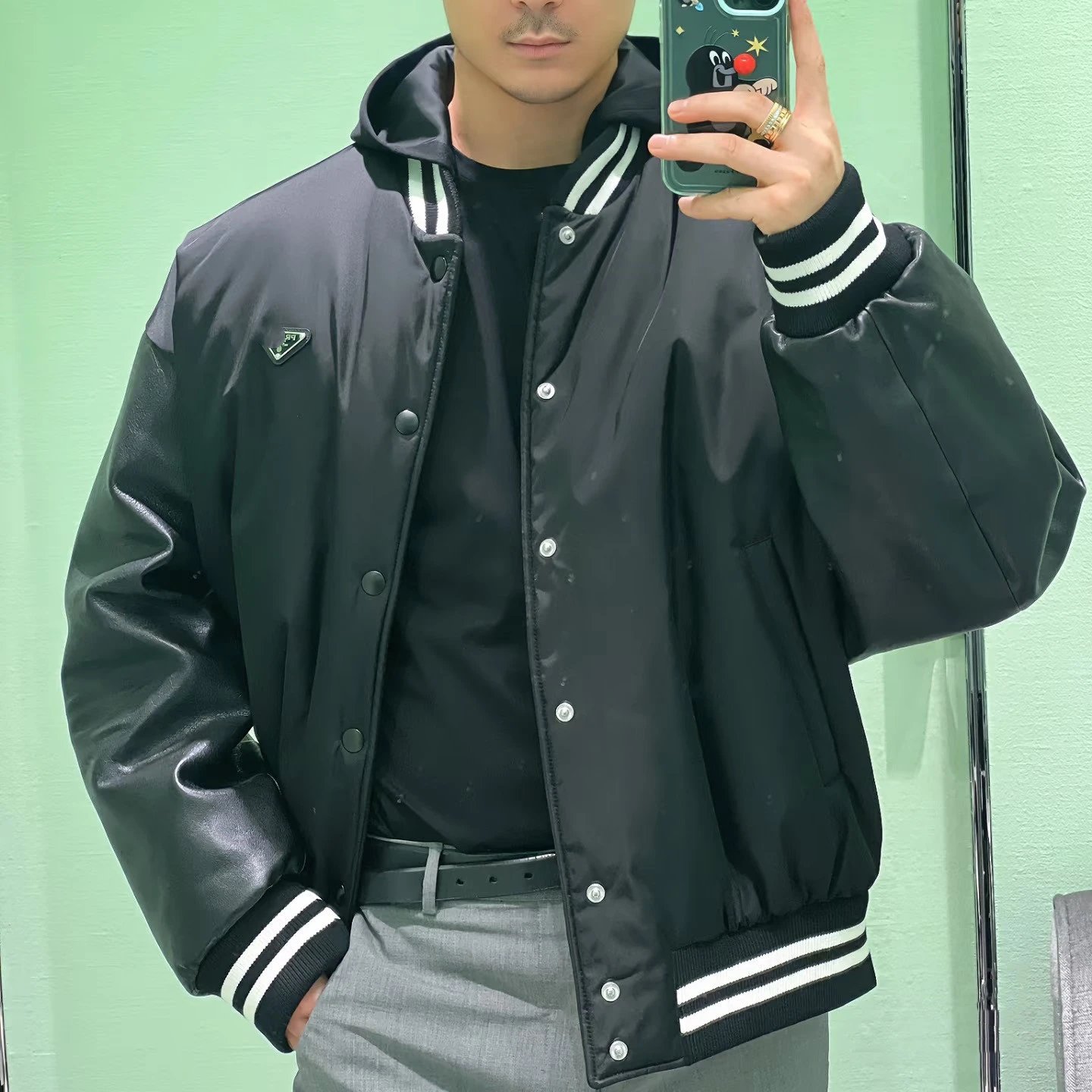 P家马龙同款可拆卸帽棒球服棉服夹克外套男女