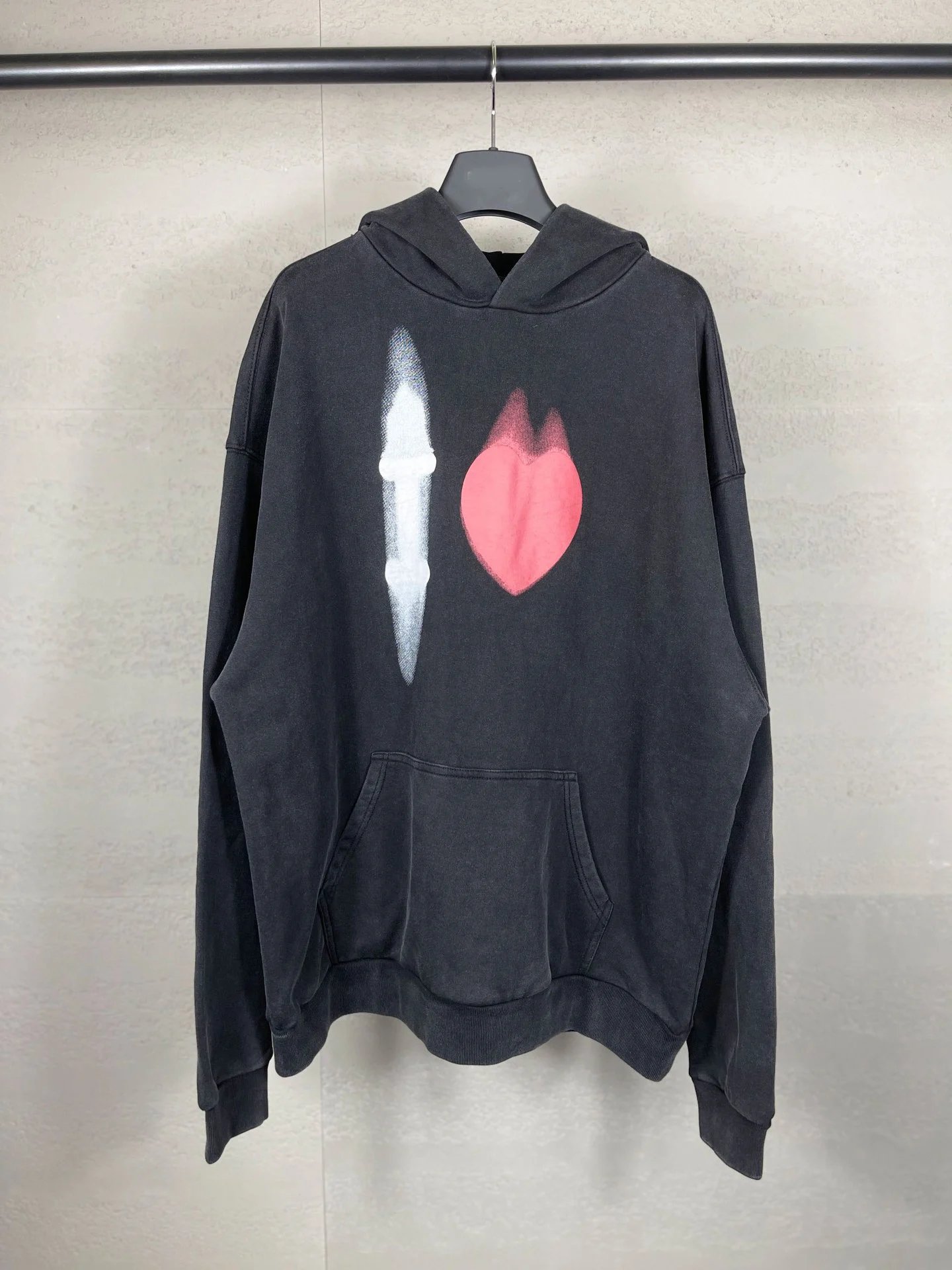秋冬潮牌巴黎520爱心字母刺绣LOGO连帽卫衣男女卫衣宽松休闲潮