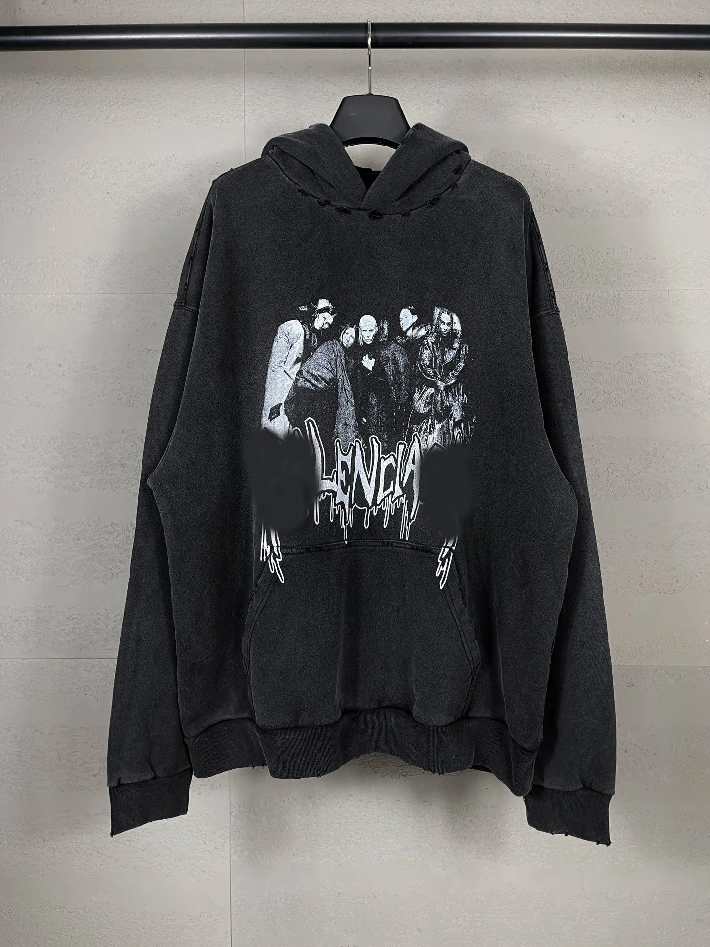 秋冬巴黎New. Vintage高级限量联名人物图案套头宽松连帽卫衣