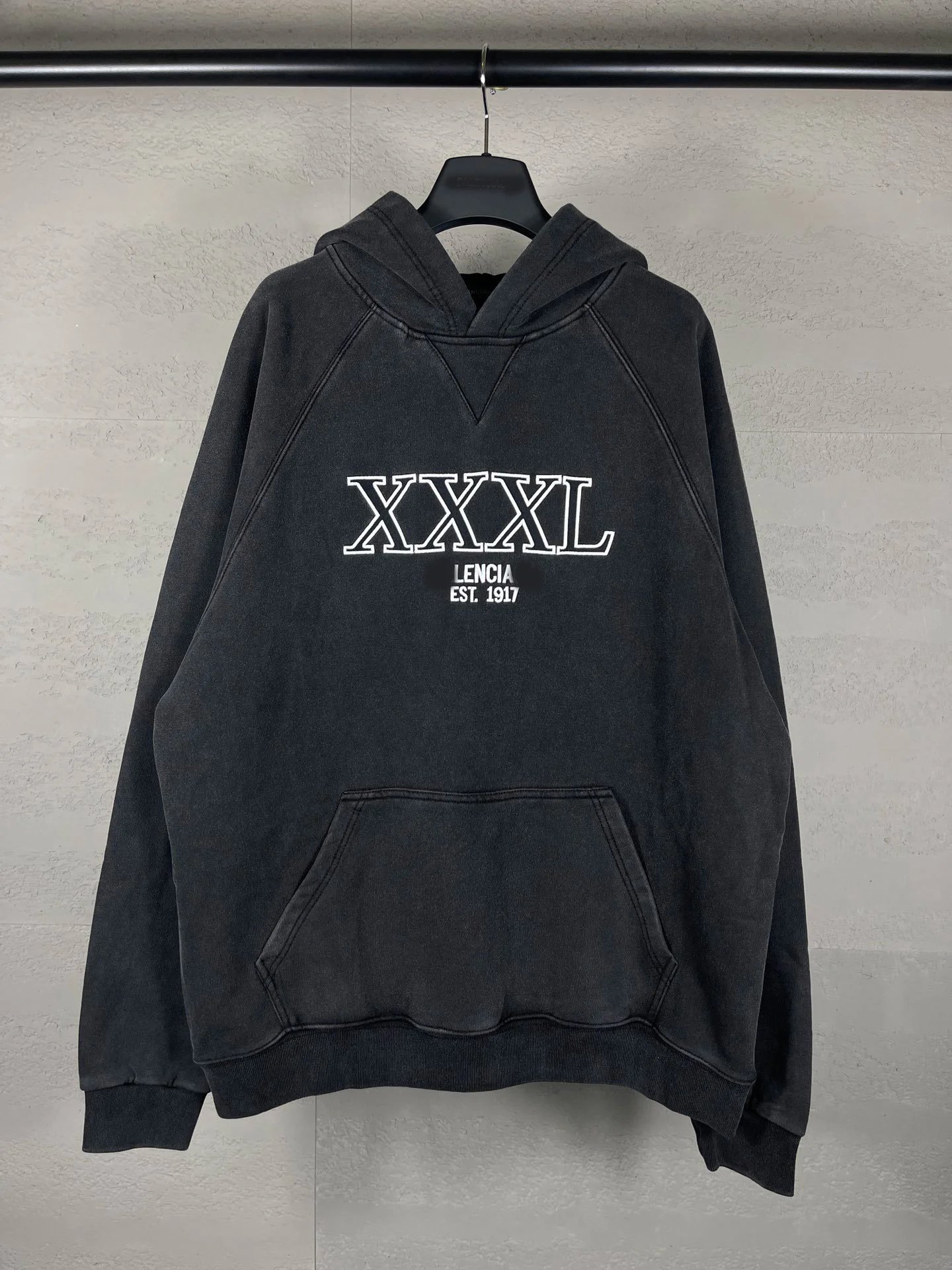 巴黎胸前刺绣XXXL经典字母慵懒宽松连帽校园情侣款长袖百搭ins