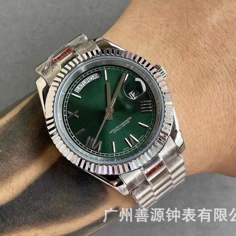 劳家日志双日历手表全自动机械表高品质商务钢带腕表