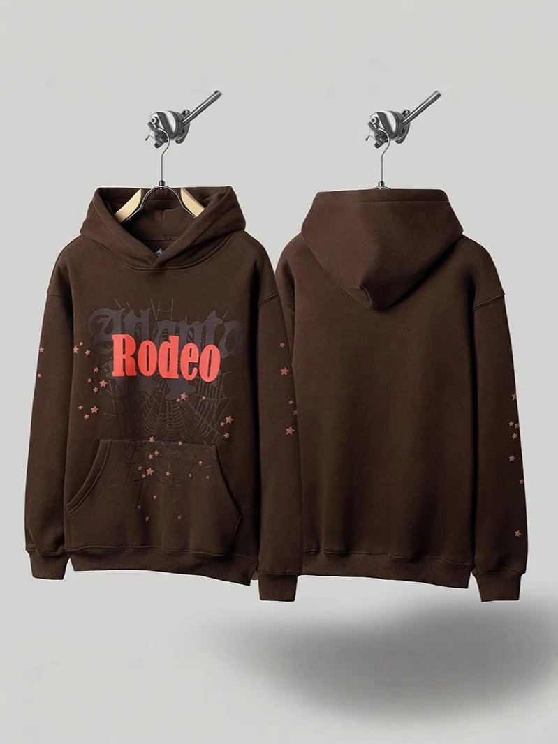 Travis Scott FW24 DAYS BEFORE RODEO周边蜘蛛网印花连帽卫衣