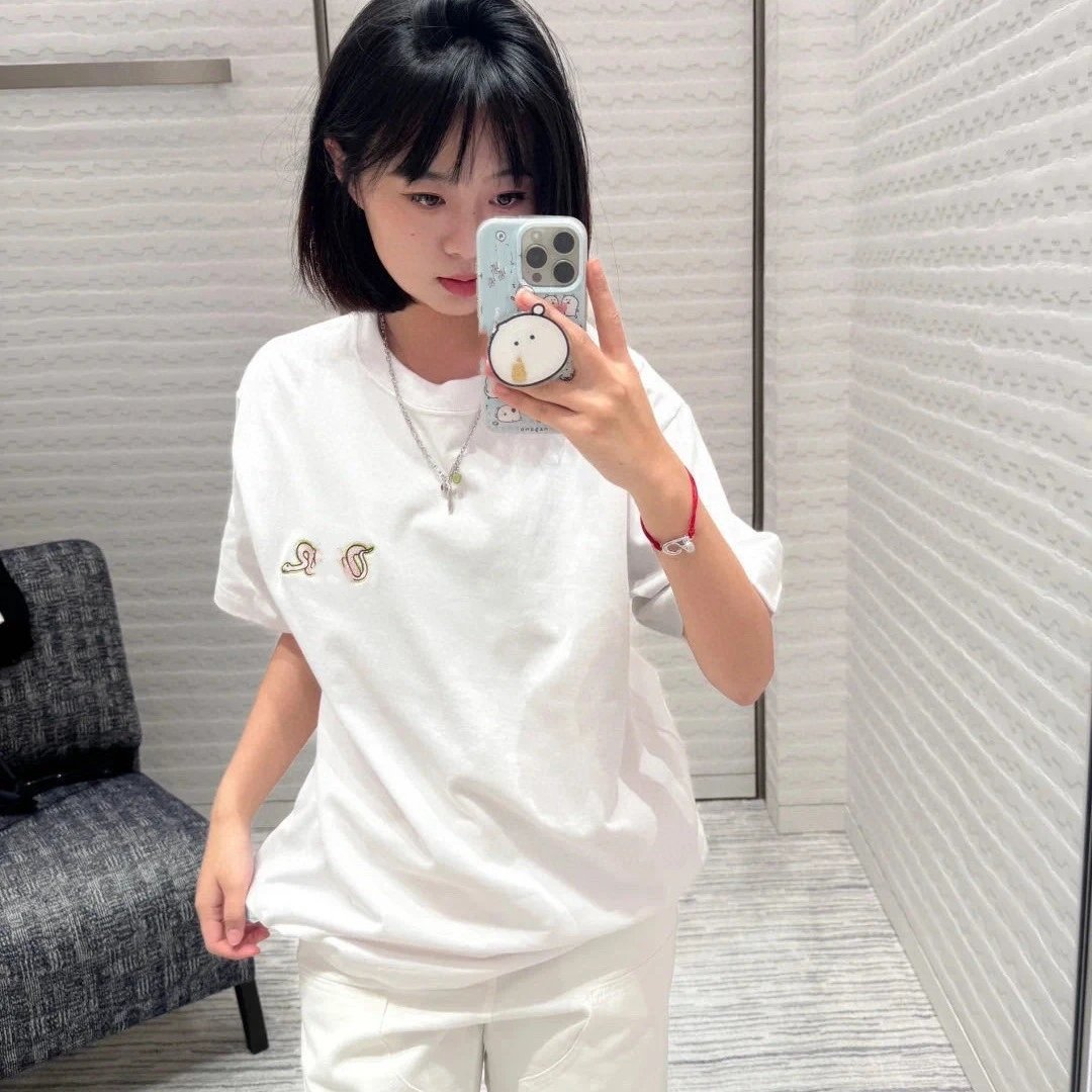 DO家春节新款蛇年联名苹果蛇刺绣短袖T恤上衣男女