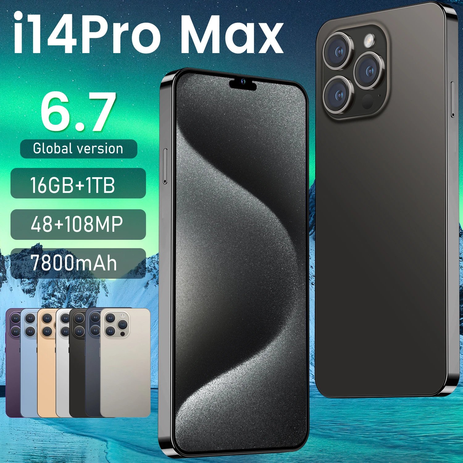 热销爆款i14 Pro Max手机16+1TB安卓8.1 大屏6.7寸智能手机