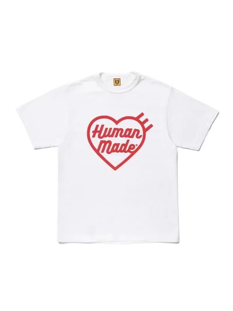 夏季潮牌Human 爱心字母竹节棉短袖T恤宽松男女款情侣款半袖