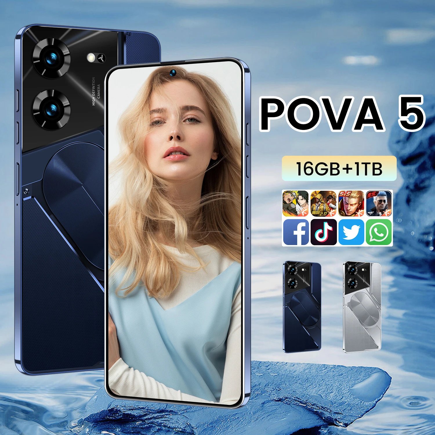 手机Pova5 Pro一体机穿孔屏16+1TB美客多爆款智能手机