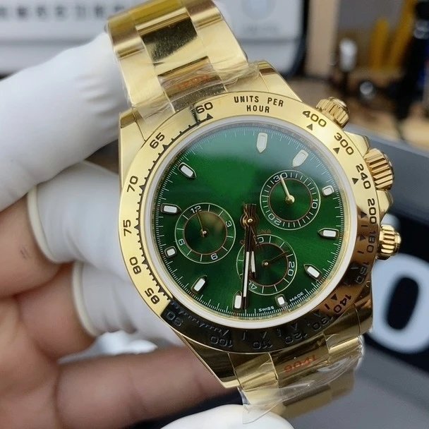 游艇绿金迪熊猫迪灰迪男士全自动多功能机械腕表胶带钢带